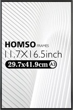 Homso A3 Poster Picture Frame, 11.7x16.5 Black Aluminum Photo Frame with High