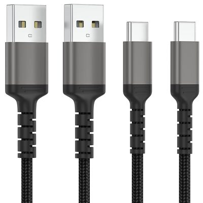 USB C Kabel 2m 2Pack, USB Typ C Schnellladekabel 3A Nylon geflochten Langes USB