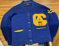 1954 Campion Academy Loveland Co. Women's wool class sweater by Kandel