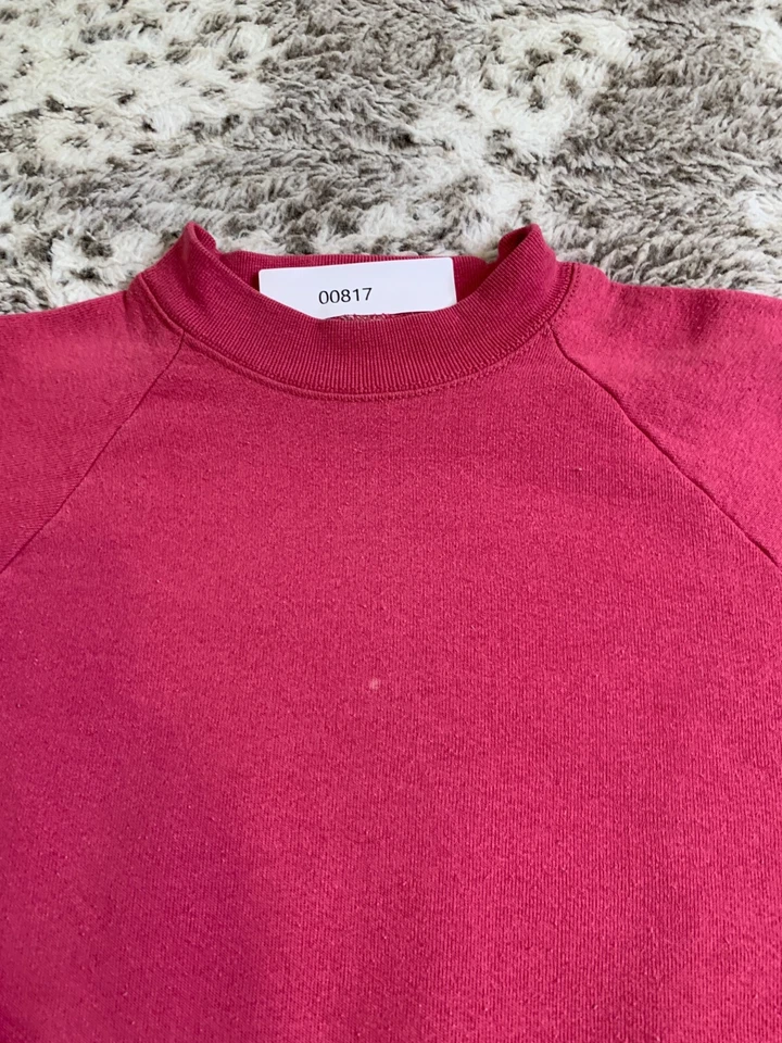 Suéter feminino vintage médio rosa gola redonda pulôver de lã sólido anos 90 - Imagem 2 de 4