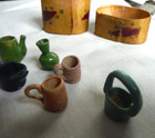Antique Vintage Miniature Doll Wood Painted Box & Glazed Ceramic LOT, Guatemala — photo 8