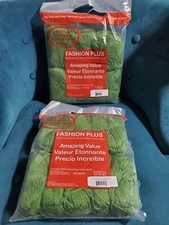 Lot Of 2 14oz Bags, Fashion Plus Factory Mill End Yarn Green Mixed Fibers, 28oz