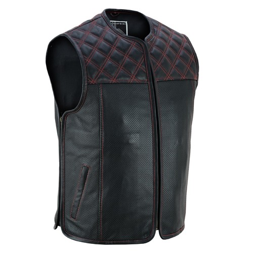 Biker Lederweste Herren – Echtes Rindleder, Vintage Look, Clubweste,Lederweste - Bild 2 von 5