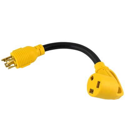 RV Generator Power Adapter 30AMP Male 4-Prong Plug to 30AMP Female 12Inch NJ A12