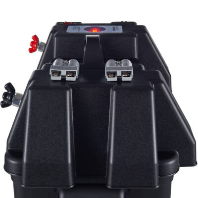 Batteriekasten 450x288x238mm PP Kunststoff - Mit Halteband & Trennwand - Für Wohnmobile & Transporter