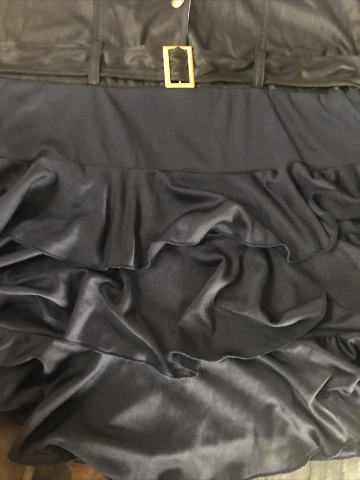 SEXY POLICÍA Disfraz Vestido con Volantes Delantero Cuello a Presión AZUL Dorado Bolsillo Cinturón SOMBRERO L Foto 2 de 4