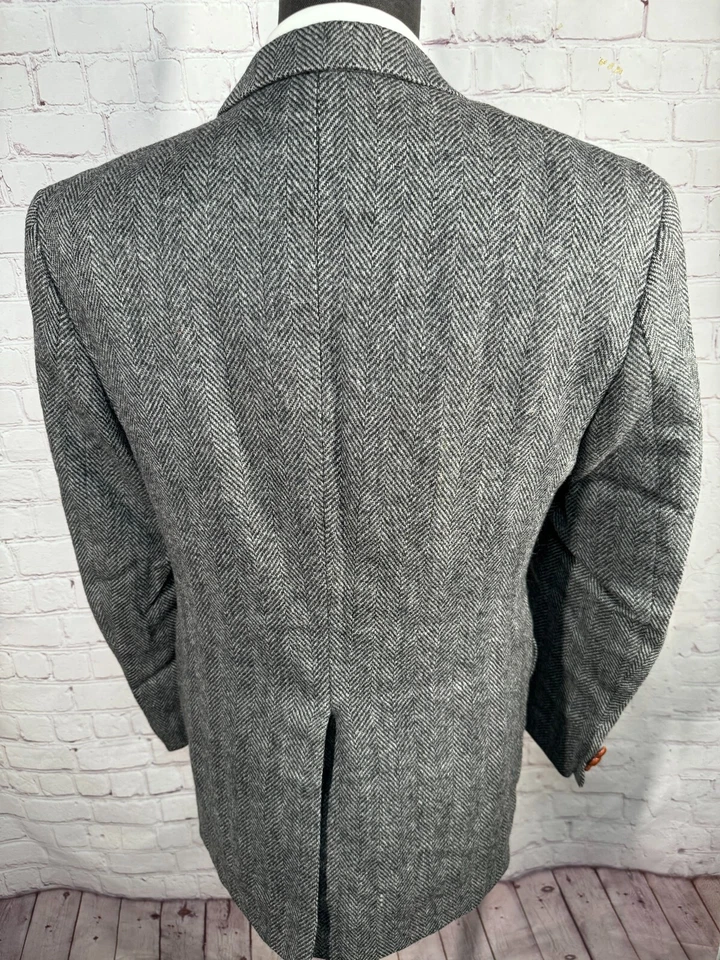 Abrigo Blazer Chaqueta 40R BOSTON TRADERS Para Hombres Gris ESPIGA TWEED Lana Deportivo Foto 4 de 4