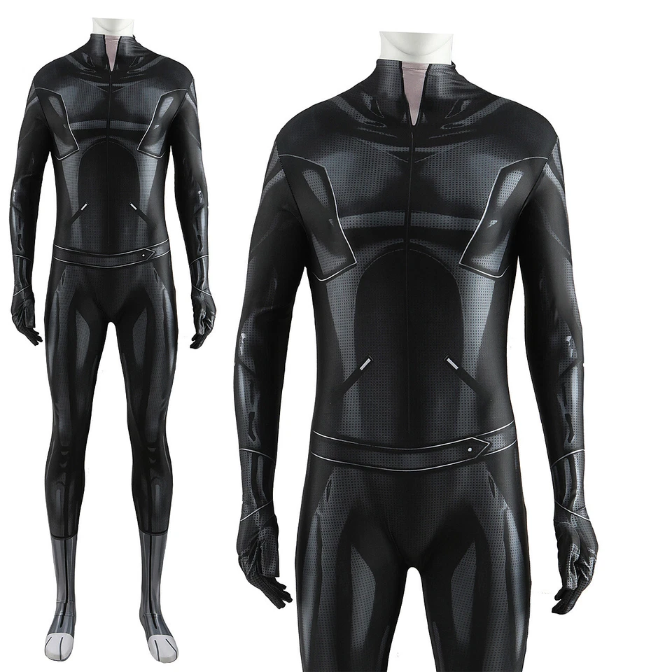 Black Cat Jumpsuit Animal Bodysuit Spandex Cosplay Stage Costume Tail Halloween - Image 3 of 4