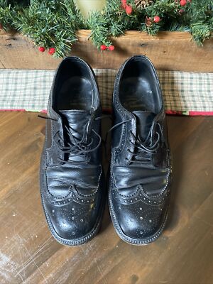 Hanover Vintage Sheppard LB Signatures Black Pebble Leather Wingtip Oxfords 9.5 VTG Hanover LB Sheppard Signature Men Wingtip Black Pebble  main image 3
