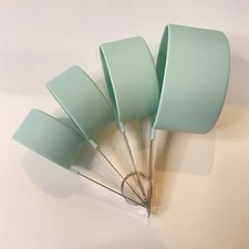Measuring Cups Set Light Weight Plastic Stainless Steel 4 Piece Mint Blue