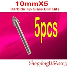 5 Pc 10mm Carbide Tip Glass Alloy Drill Bit Set Hole Saw Cutter Tool Mirror Tile