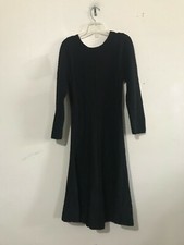 The Limited Size XS Black Ribbed Cable Knit Sweater Dress Women Wool Blend