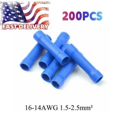 200X Insulated Straight Wire Electrical Connectors Butt Crimp Terminals 16-14AWG