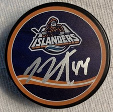 JEAN GABRIEL PAGEAU AUTOGRAPH SIGNED NHL HOCKEY LOGO PUCK NEW YORK ISLANDERS