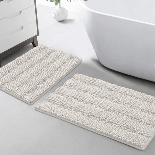 Chenille Bathroom Rugs Set Non-Slip Bath Mats for Bathroom Extra Soft and Abs...