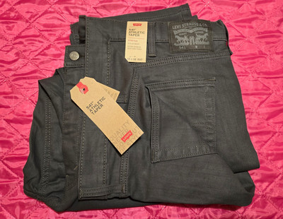 NWT Levis 541 Athletic Taper Mens Jeans 48x32 blk Big & Tall Stretch Denim New