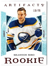 2022-23 Upper Deck Artifacts Rookies Autumn BRANDON BIRO 193 #/75 Buffalo Sabres