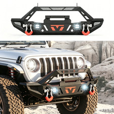 For 2007-2018 Jeep Wrangler Jk Jku Front Bumper W Led Winch Plate Black For 2007-2018 Jeep Wrangler Jk Jku Front Bumper W Led Winch Plate Black