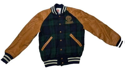 Chaqueta universitaria Franklin & Marshall con lana a cuadros azul y verde... - Imagen 1 de 4
