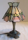 Vintage Small Tiffany Style Lamp Stained Glass Flowers  Art Nouveau Hand Cut 9"