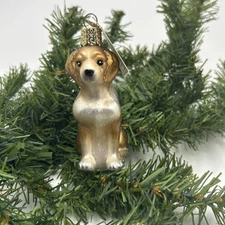 2009 BEAGLE DOG - OLD WORLD CHRISTMAS BLOWN GLASS ORNAMENT - NEW W/TAG