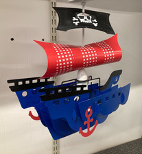 Pirate Ship Pendant Lampshade, Children's Bedroom, Playroom, Red, Blue & Black