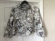 Bond Street  Asymetric Cotton Mix Jacket Shirt Abstract Print Art To Wear Size M