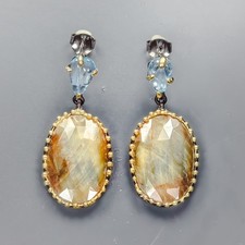 36 ct+ jewelry Earrings Blue Sapphire Earrings 925 Sterling Silver /E131786