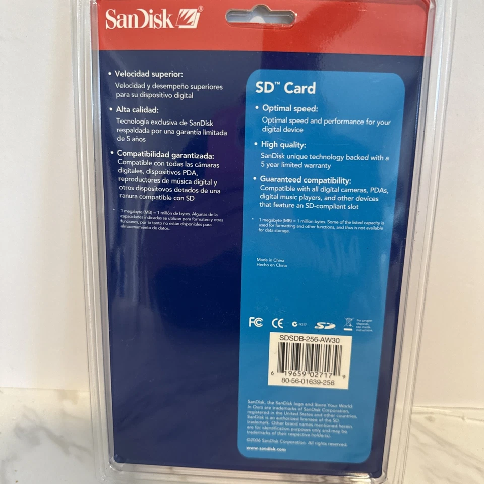 SanDisk - 256MB SD Memory Card For Digital Cameras PDAs for SD Compliant Slot - Image 2 of 2