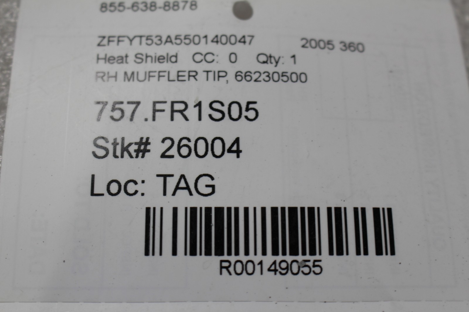 Ferrari 360 Spider Right Heat shield P/N 66230500