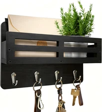 Key Holder Wall Mount, 10 Inch Decorative Key and Mail Holder for Wall, with Mai