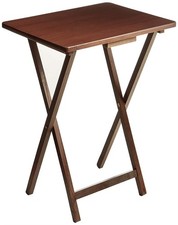 Mainstays Folding TV Tray Table, Rubberwood, Walnut, 19" x 14.5" x 26".