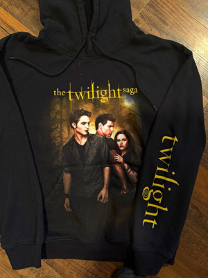 Twilight Unisex Adults M Black Pullover Fleece Hoodie Movie Graphic Print