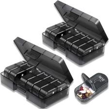 2 Pack Weekly Pill Boxes and Organizer 2 Times a Day, Portable Travel 2 Week ...
