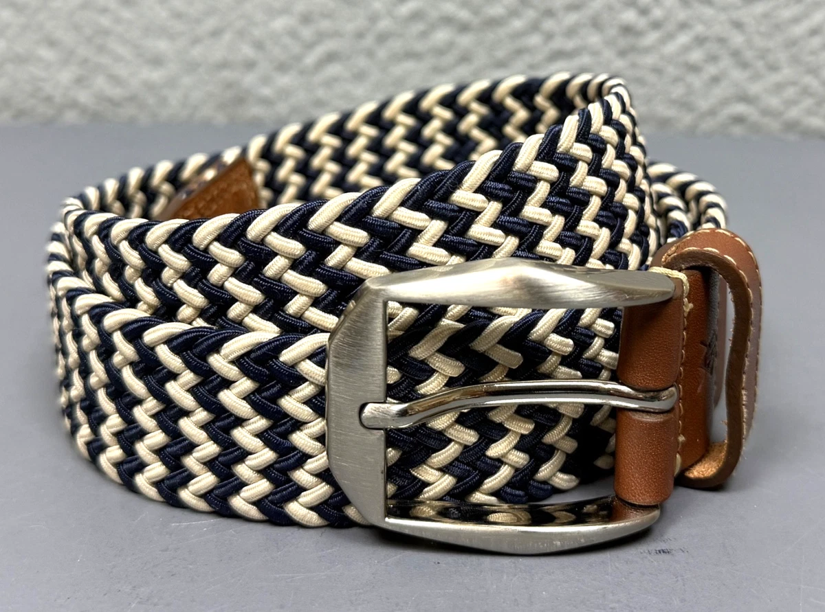 Vtg Martin Dingman Alligator Brass Buckle Italian Braided Woven Stretch Belt USA 50173-1_2025_Shopify_1200x.jpg  main image 2