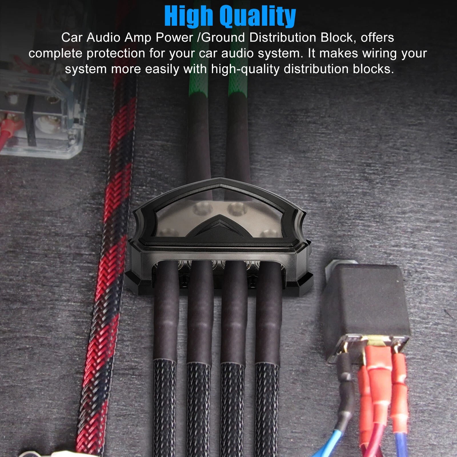 4-Way Power Distribution Block for Car Audio System 0/2/4 Gauge Input Output