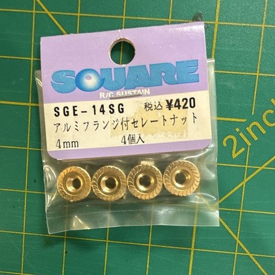 SQUARE SGE-14SG Gold colorAluminum Flanged Serrated Nuts 4mm 4pcs Type Nut