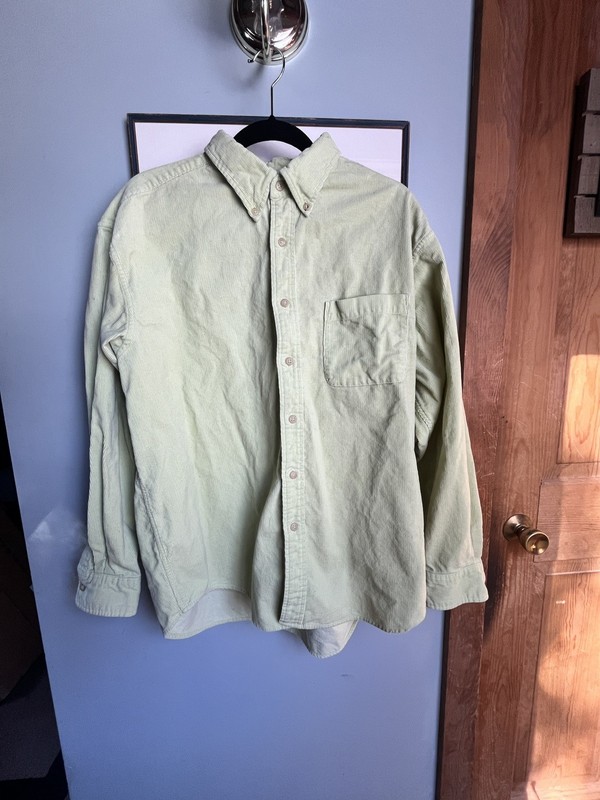 J. Crew button down Fine-Wale Corduroy shirt Size L- lime green