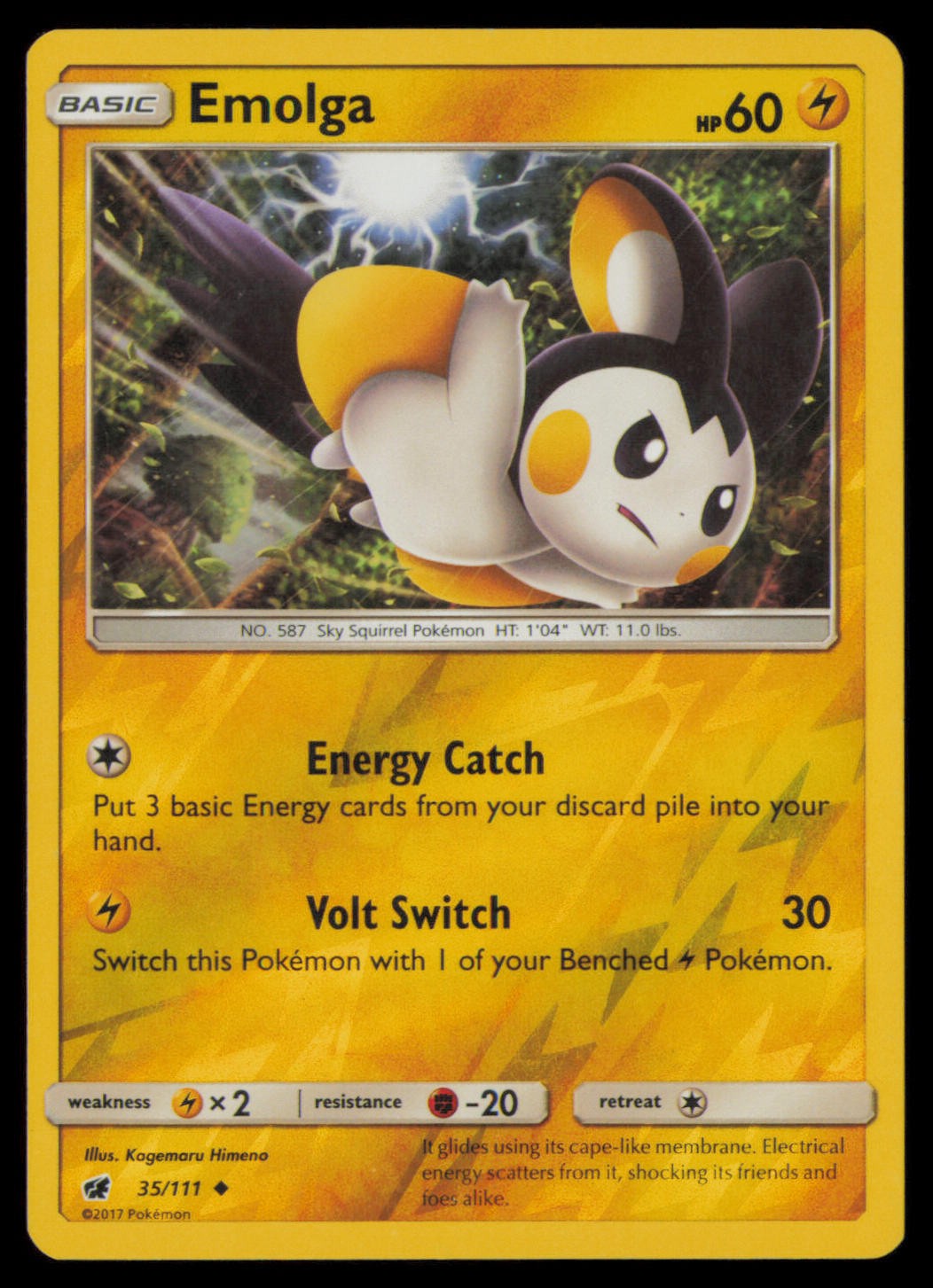 Emolga 35/111 Uncommon Crimson Invasion Pokemon Reverse Holo Near Mint