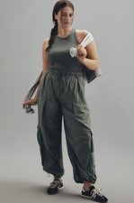 Anthropologie Daily Practice Jumpsuit Green Messa Sleeveless Vacay Size XLP NWT