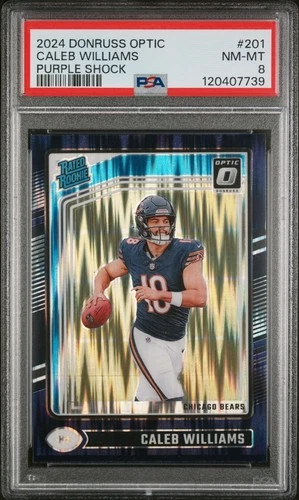 2024 Optic Purple Shock #201 Caleb Williams Rookie RC PSA 8 - Should be higher!