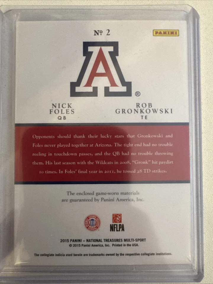 2015 National Treasures Combo Team Materials Rob Gronkowski Nick Foles  /99  - Image 2 of 2