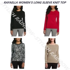 RAFAELLA WOMEN'S LONG SLEEVE CREWNECK KNIT TOP~MULTIPLE COLOR & SIZE NEW