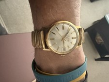 Elgin Men’s Gold Tone Watch With Stainless Steel Back And Wristband