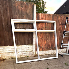2x White UPVC Sash Window Frames with Double-Pane Insulating Glass, Glazed