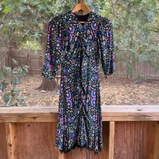 Nicole Miller Women's Colorful Silk Printed Floral Knee Length Dress Size 4