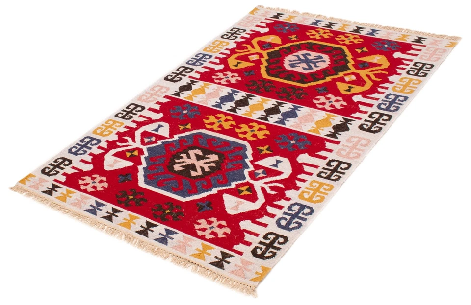 Vintage Hand Woven Traditional Kilim Rug 5'0" x 7'11" Oriental Wool Carpet - Image 4 of 4