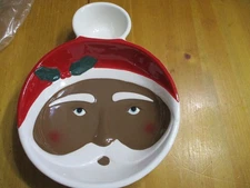 HGTV Home Collection Santa’s Face Chip And Dip Red Christmas Large Tray 14.4”