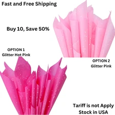 Hot Pink Glitter Tissue Paper 20x20 Inch 36 Sheets Gift Wrap Crafts