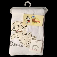 Vintage 101 Dalmatians Baby Receiving Blanket 30x34 White Cotton Heyman 19023